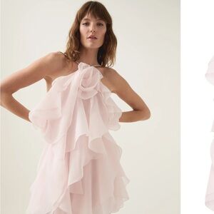 Elegant Pink Ruffle Dress